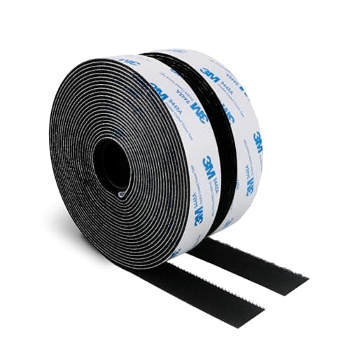Image of 3M Hook and Loop Self Adhesive Tape 19MM x 6M 9448A Sticky Back Interlocking Nylon Fabric Fastener Heavy Duty Adhesion Strip Tape Black
