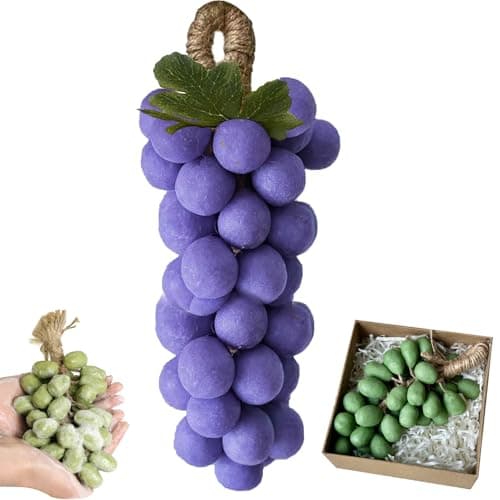 Image of Grape Cluster Soap, Grape Soap on a Rope, 42 Grapes Handmade Soaps with Box Gift for Men and Women, Moisturising Exfoliation for Face and Body Wash (1, Purple)