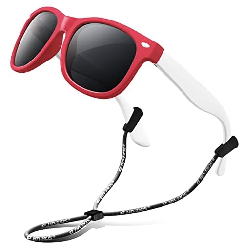 Image of RIVBOS Kids Sunglasses PoRlarized Rubber UV Protection with Glasses Strap for Boys Girls Baby and Children Age 3-10 RBK004-2