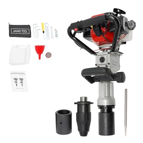 Image of Fridgestea 2-IN-1 Petrol Post Driver, 32.7cc 2-Stroke Demolition Hammer, Fence Knocker Pile Driver with 2 Sleeves, 1 Conversion Head, 1 Chisel, 1700-2230BPM Impact Frequency, 1.45N.m