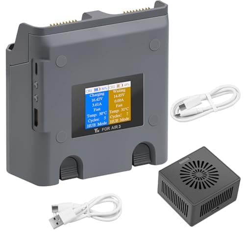 Image of LYONGTECH Multifunction LCD Dual Charger with Storage Charge,Discharge for DJI Air 3S,Air 3 Battery,Charging 2 Batteries,Two-Way Hub Accessories