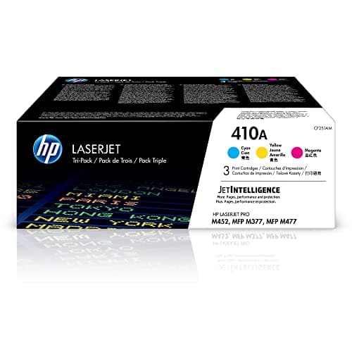 Image of HP 410A Cyan, Magenta, Yellow Toner Cartridges | Works Color LaserJet Pro M452 Series, Color LaserJet Pro MFP M377, M477 Series | CF251AM, 4.8" x 14.3" x 12", 3 Count (Pack of 1)