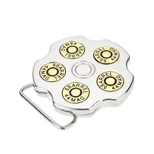 Image of EMSea 1pc Bullet Spinner Metal Belt Buckle 7x7cm 38-40mm Bullet Revolver Zinc Alloy Rotatable Belt Buckle