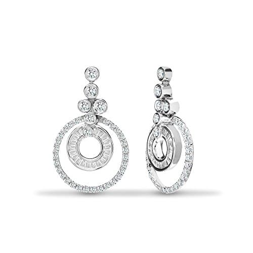 Image of Jewelco London Solid 18ct White Gold Channel Set Baguette G SI1 0.62ct Diamond Halo Bubbles Drop Earrings