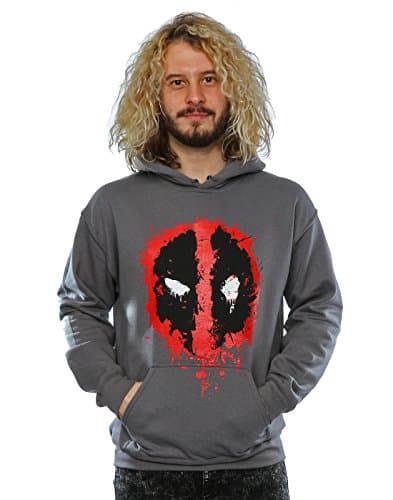 Image of Marvel Men's Deadpool Splat Face Hoodie XX-Large Charcoal