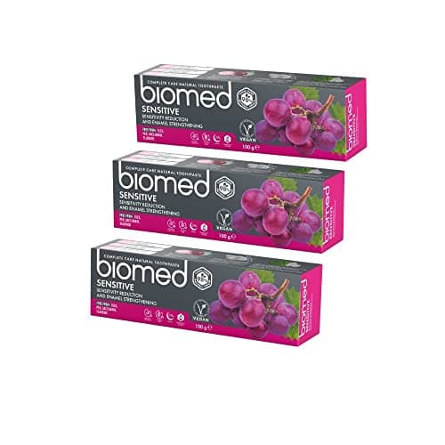 Image of Biomed Sensitive 98% Natural Toothpaste | Sensitivity & Enamel Strengthening | Red Grape Seed Extract, Vegan, SLES Free 100g, Pack of 3