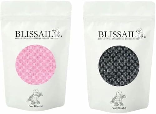 Image of CJFBDFC Exfoliating Shower Towel Antibacterial (black) 2 Packs-pink + Black