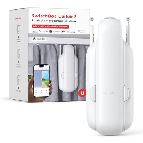 Image of SwitchBot Smart Automatic Curtain Opener - Bluetooth Remote Control with App/Timer, Upgraded Performance Motor, Add SwitchBot Hub to Make it Work with Alexa, Google Home, HomeKit(Curtain 3, U Rail)