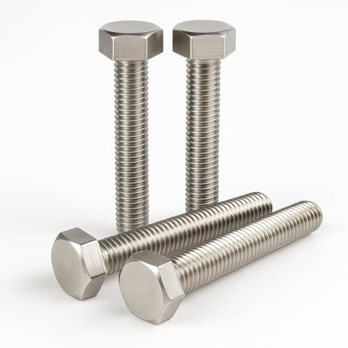 Image of M10 Bolts, M10 x 90mm Hex Head Cap Screws (4pk) - A2 Stainless Steel, Fully Threaded Hex Head Cap Screws For Construction, Automotive, Machinery (4pk)
