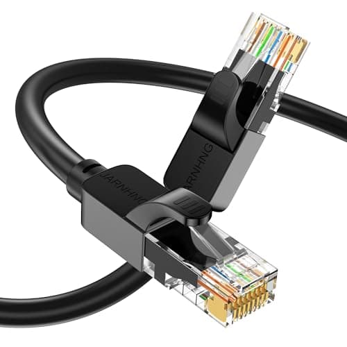 Image of JARNHNG Cat 6 Ethernet Cable 0.5m 1m 2m 3m 5m 10m 15m 20m 30m 40m 50m 65m 75m 85m 100m 150m 200m 250m 300m, High Speed 10Gbps Internet Cable, UTP 26AWG Black RJ45 LAN Patch Cables