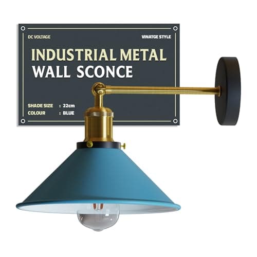 Image of DC VOLTAGE Modern Wall Lights Metal Blue Wall Sconce Lighting Cone Shade E27 Bulb Base Lamp Fixture for Living Room Steps Bedroom Bar Restaurant Hotels