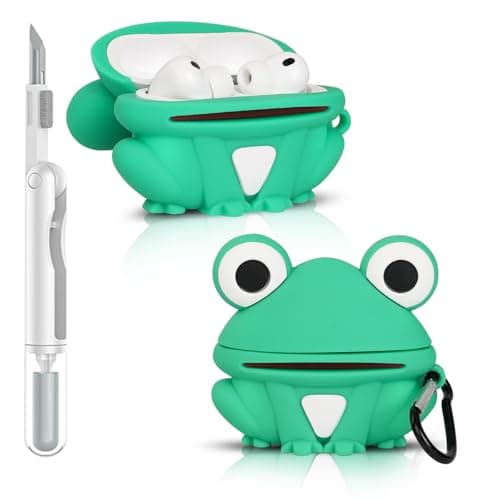 Image of Case for AirPods Pro 3 | for AirPods Pro 3rd Generation 2025 | Silicone Cover | 3D Cartoon Skin Design | with Cleaning Kit | Full Protection | Multicolor Wireless Earbuds Case for Boys Girls (Frog)