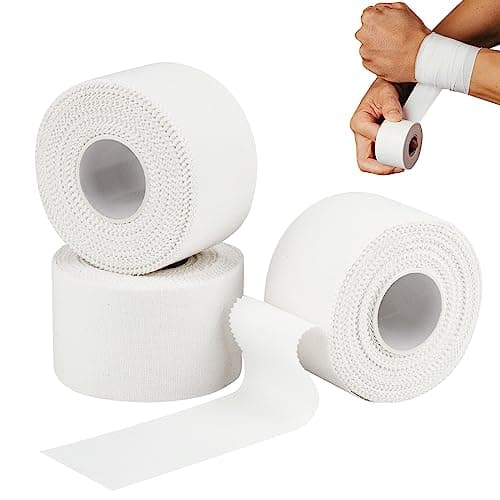 Image of 3 Rolls Zinc Oxide Tape Breathable Wrist Tape, 3.8cm x 10m Flexible Sports Bandage Tape, Sports Strapping Tape for First Aid Climbing Boxing Blister Prevention