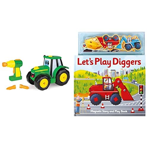 Image of John Deere Build A Johnny Tractor | 16 Piece Building Farm Toy Car | Tractor Toy With Motorised Drill For 18 Months, 2, 3 & 4 Years Old Boys & Girls & Magnetic Let's Play Diggers