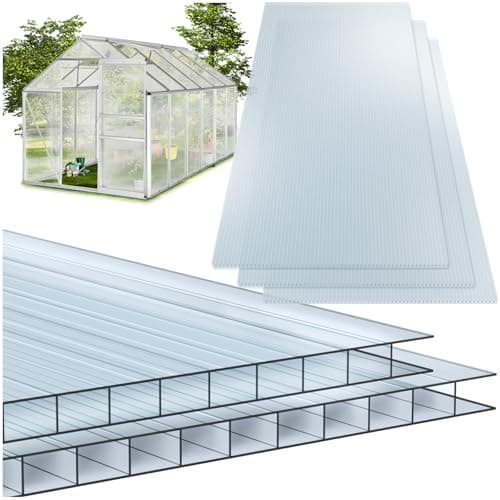 Image of tectake® Set of 14 Polycarbonate Sheets, Cuttable, UV- & Temperature-Resistant Plastic Sheeting, 10.24 m² Surface, Plastic Roofing Sheets & Wall Panels for Greenhouse, Carport - 121 x 60.5 x 0.6 cm