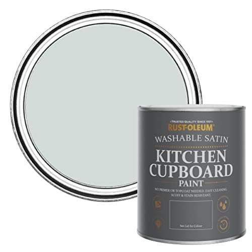 Image of Rust-Oleum Light Grey Scrubbable Kitchen Cupboard Paint in Satin Finish - Dove 750ml