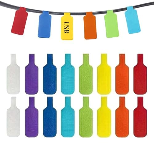 Image of Write-On Reusable Cable Labels, Multi Colour Wire Markers for Identifying Power Cords and Network Cables, Home and Office Use (12PCS)