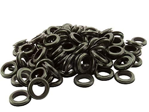 Image of K M Electronics® 100 X 20MM Open Black Rubber Metal Back Box Cable Wiring Grommets