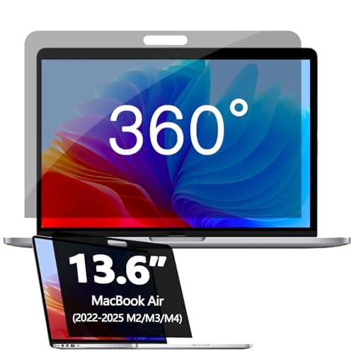 Image of Phimoos 360° Full Coverage Privacy Screen Protector for Macbook Air 13.6 Inch (2022-2026, M2, M3, M4, M5), Anti-Scratch, Anti-Blue Light, Anti-Glare, Ultra-Thin All Round Privacy Film Filter