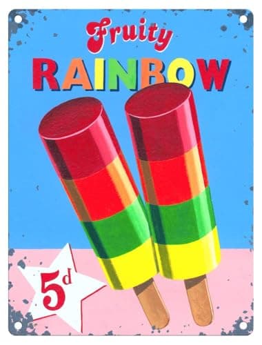 Image of Small (150 x 200mm) Metal Sign - Fruity Rainbow Lolly