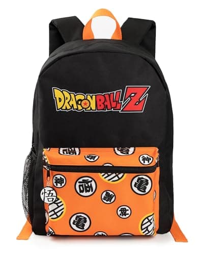 Image of Dragon Ball Z Boys Backpack | Black & Orange Rucksack with Adjustable Straps | Goku Character Practical & Organised Luggage Sports School Bag For Kids | Anime TV Series Merchandise Gift