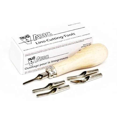 Image of Abig Wooden Handle Lino Cutter & 5 Blades