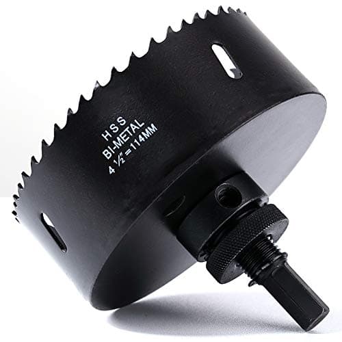 Image of 114mm Hole Saw, HSS Bi-Metal Hole Cutter with Pilot Bit for Plate Steel, Sheet Iron, Ceiling Board, Wood and Plasterboard, Black