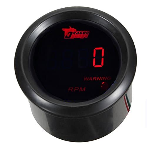 Image of Mintice™ 2" 52mm Black Car Motor Digital Red LED Light Tacho Tachometer LED Gauge Meter