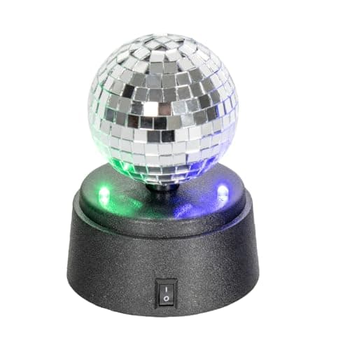 Image of Global Gizmos 45839 Mini Disco Ball/Light-Up Mirror Ball/Efficient LED Lights / 3-Inch Diameter/Perfect for Tabletops, Kids Parties & More, Silver