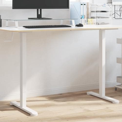 Image of SooIarix White Frame for Sit-Standing Desks Made of Powder-Coated Steel, Height and Length Adjustable 94-135 x 60 x 70-114 cm, Robust Furniture for Study, PC Table, Gaming Desk