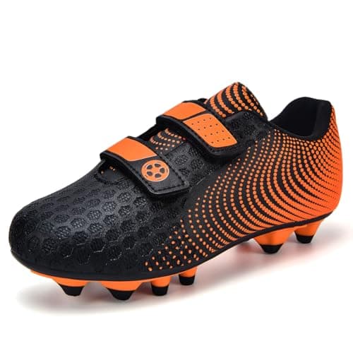 Image of Kids Football Boots Boys 12.5 Girls Football Shoes Non-Slip Training Shoes Children Astro Turf Soccer Training Shoes Unisex Running Shoes Sneakers Summer Black-Orange