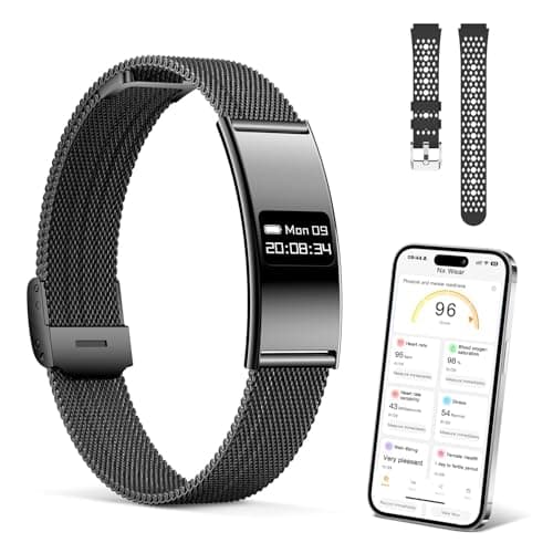 Image of Fitness Tracker with Sleep Monitor, 24/7 Activity Tracker with Step/Heart Rate/Pressure/, IPX8 Waterproof Fitness Watch, Smart Watch for Women Men with 2 Bands, iOS & Android Compatible (Black)