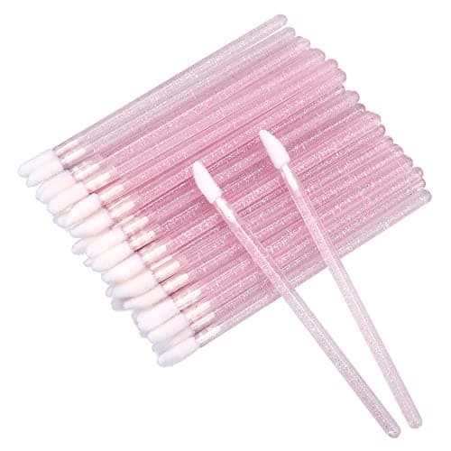 Image of G2PLUS 100 PCS Lip Brushes - Pink Lip Wands - Crystal Lipstick Lip Applicator Wands for Lips, Eyes and Makeup Application