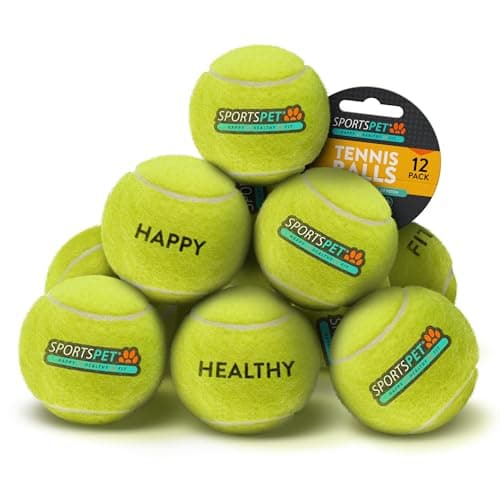 Image of SPORTSPET Tennis Balls for Dogs - Extra Bouncy - Non Toxic - Durable - Long Lasting - Floats (Tennis Balls Standard (12 Pack)) (64mm)