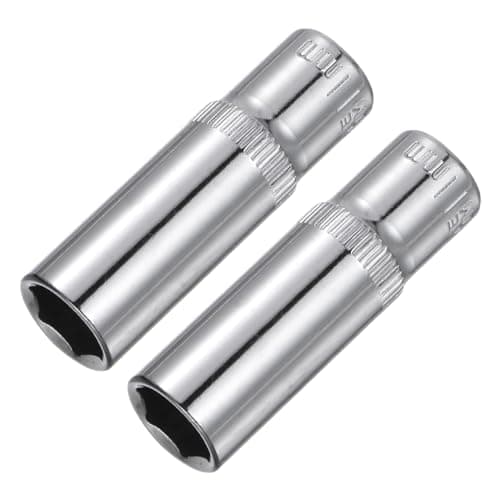 Image of sourcing map 2 Pcs 1/4 Inch Drive 11mm 6-Point Deep Socket, Metric, Steel with Chrome Plated