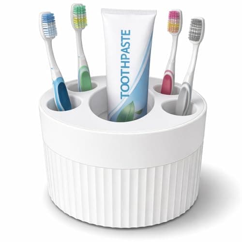 Image of Toothbrush Holder for Bathroom Countertop, Multi-Slot Toothbrush Caddy with Drainage, Detachable Design, Non-Slip Base, Toothpaste Organizer (1, White)