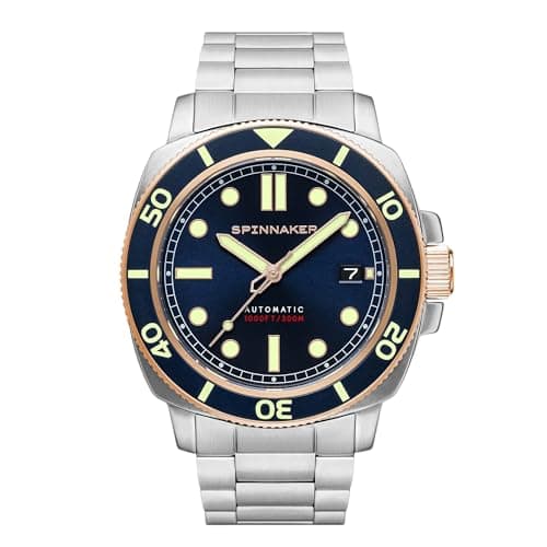 Image of Spinnaker Mens 42mm Hull Diver Automatic Patriot Blue 3 Hands Watch with Stainless Steel Bracelet SP-5088-55