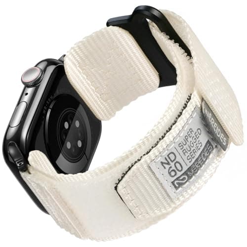 Image of Nereides Compatible with Apple Watch Straps Series 11 10 9 8 7 6 5 4 SE 3/2/1 Ultra 3/2/1, Nylon Sport Replacement Band for iWatch Strap 46mm 45mm 44mm 49mm (L, Beige)