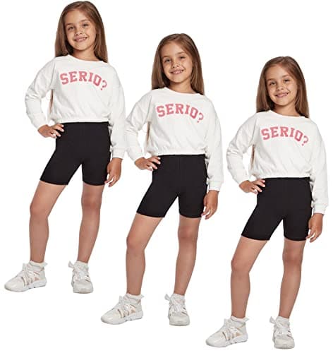 Image of SOFTSAIL Girls Leggings Cycling Shorts 3 Pack Set Short Cotton Sport Dancing Gymnastic Breathable Comfy Stretchable Black 4-5 Years