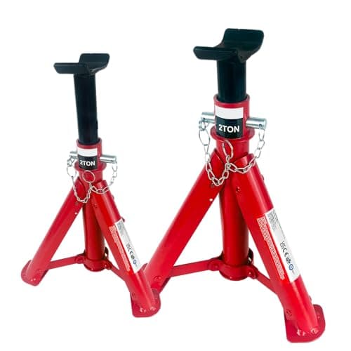 Image of Simply Auto 2T Foldable Jack Stand Pair CFJS2T (2 Tonne, 2000kg), Red