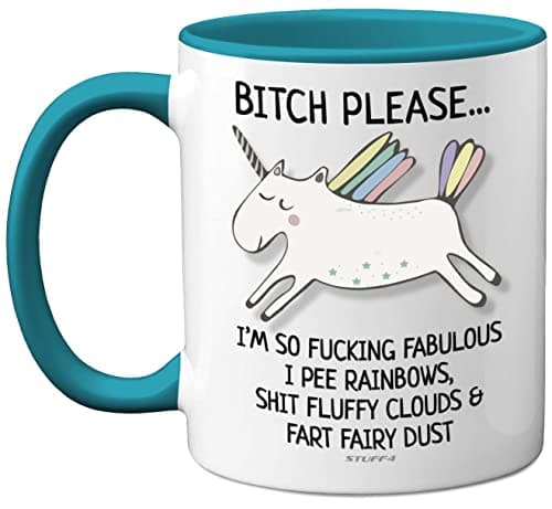 Image of Stuff4 Bitch Please I'm So Fabulous Unicorn Mug, 11oz Ceramic Light Blue Handle Mugs, Funny Gifts for Women, Birthday Present, Tea Sets for Adults, Unicorn Gifts, Christmas, Your Best Friend
