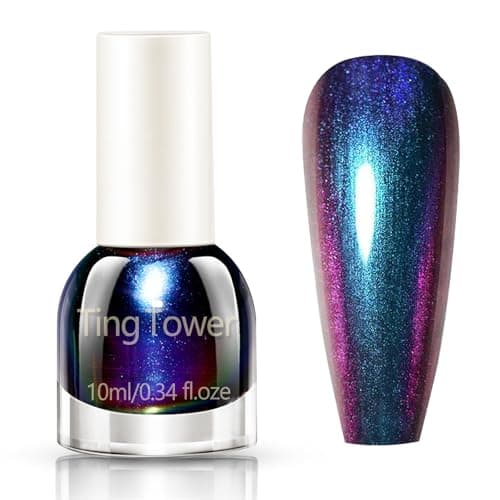 Image of Chameleon Holographic Nail Polish - Blue to Purple Glitter - Quick Dry Gradient Color Changing Chrome - Sparkle Breathable No Need Nail Lamp