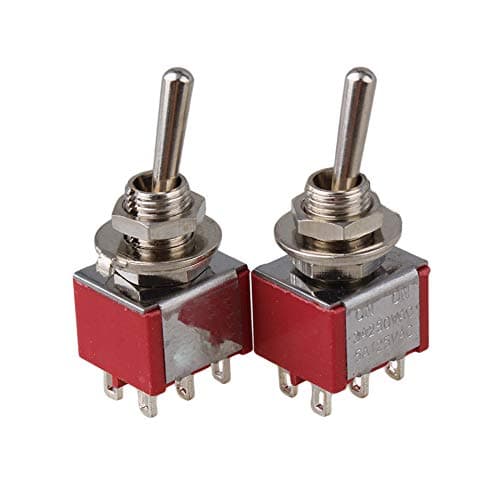 Image of Yibuy Red 2-Way Design AC 125V 6A Double Pole DPDT On/On 2P Toggle Switch Pack of 2