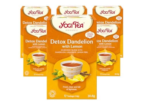 Image of Yogi Tea, Detox Dandelion with Lemon, Organic Herbal Tea, Naturally Caffeine Free, Blend of Liquorice, Dandelion and Lemon, 6 Packs x 17 Tea Bags (102 Teabags Total)
