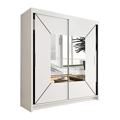 Image of SLIDING WARDROBE 4U Cologne Free Standing Sliding mirror Door Wardrobe (120cm, White)