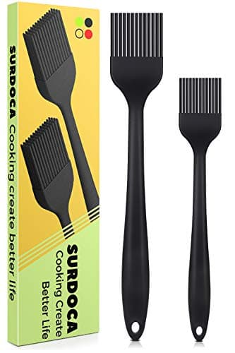 Image of SURDOCA Silicone Basting Brush Pastry Brush - 8.2"+10.1" High Heat Resistant Nonstick Brushes for Kitchen Baking, BPA Free Stainless Steel Core Design - Bakeware Baking Decorating Tools Pastry Brushes