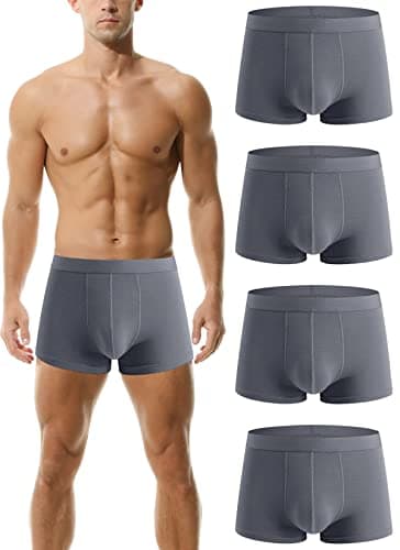 Image of HOEREV Men's Bamboo Fibre Boxer Shorts Trunks Underwear, Pack of 4, 4 Darkgrey, Medium
