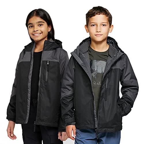 Image of Peter Storm Kids’ Lakes 3-in-1 Jacket with Removable Fleece Midlayer & Adjustable Hood, Waterproof, Breathable & Warm Raincoat for Boys & Girls (UK, Age, 5 Years, 6 Years, Regular, Black)