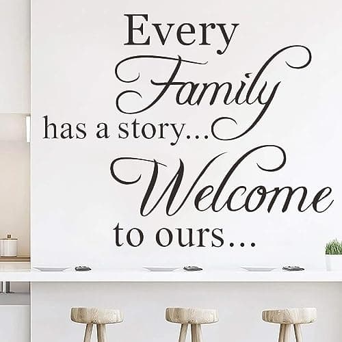 Image of Vinyl Wall Quotes Stickers Every Family Has a Story Welcome to Ours Saying Wall Decal Enthusiasm Letter Vinyl Decor Art Mural for Living Room Bedroom