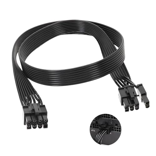 Image of 8 Pin GPU Power Cable - 2ft ATX to 6+2-Pin PCIe GPU Power Cable EPS/CPU (8-Pin) Male to 6+2-Pin PCIe Male Adapter, Braided Sleeve Compatible with Corsair Type 3 & Type 4 PSUs (Not for EVGA)
